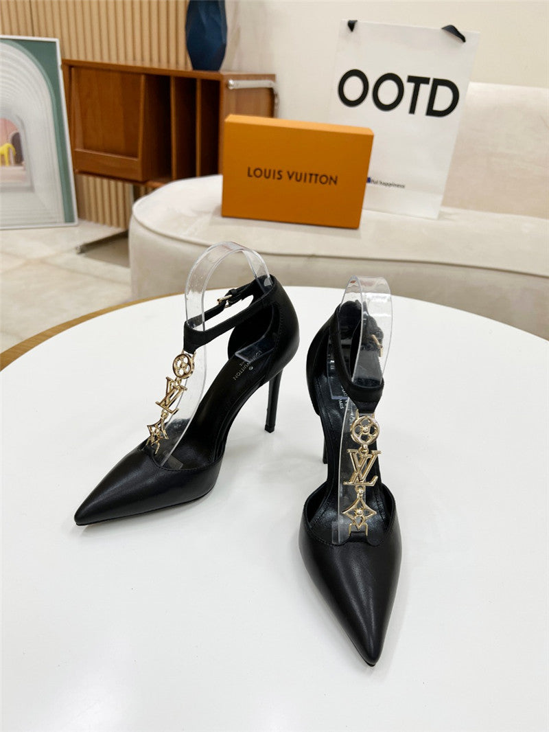 High Quality Luxury Louis Vuitton Metal Chain High Heels – Style 90083 product detail