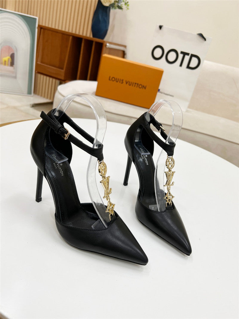 High Quality Luxury Louis Vuitton Metal Chain High Heels – Style 90083 product detail