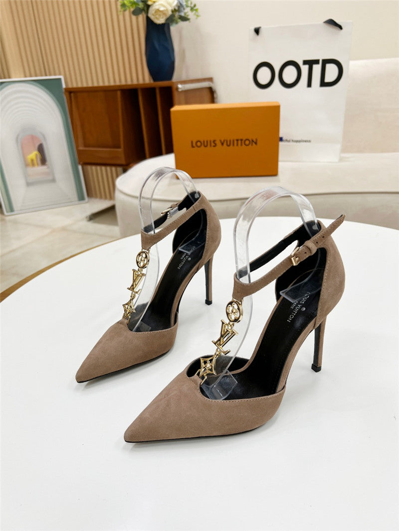 High Quality Luxury Louis Vuitton Metal Chain High Heels – Style 22851