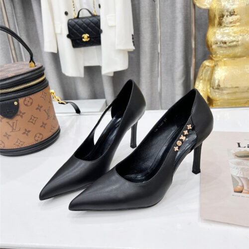 High Quality Luxury Louis Vuitton Metal Buckle High Heels