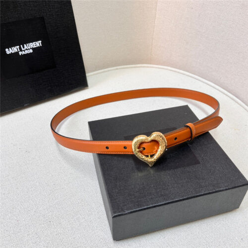 High Quality Luxury YSL Leather Heart Pin Buckle Belt