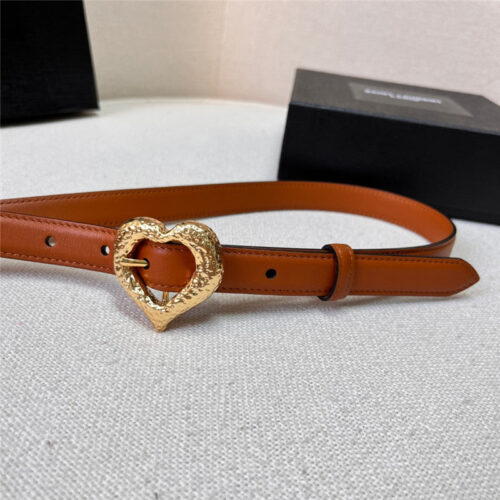High Quality Luxury YSL Leather Heart Pin Buckle Belt alternate view