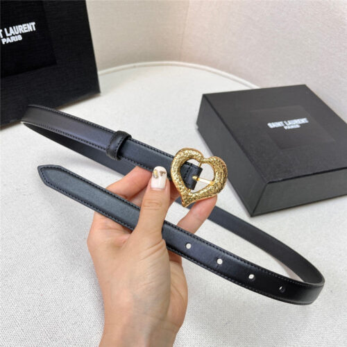 High Quality Luxury YSL Leather Heart Pin Buckle Belt – Style 60966 alternate view