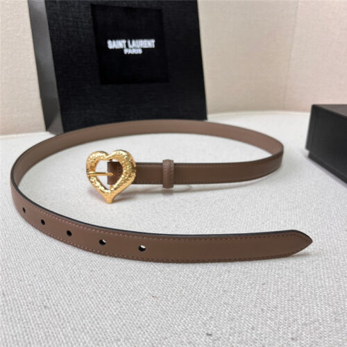 High Quality Luxury YSL Leather Heart Pin Buckle Belt – Style 26502