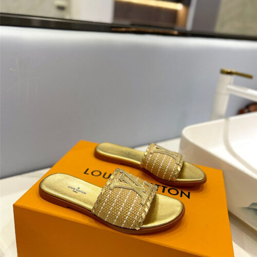 High Quality Luxury Louis Vuitton Logo Flat Slippers – Style 54531 alternate view