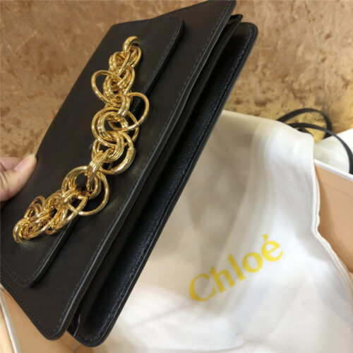 High Quality Luxury Chloe Drew Bijou Leather Clutch Bag Black product detail
