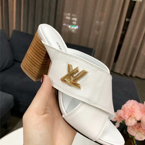 High Quality Luxury Louis Vuitton Heels Slippers White alternate view