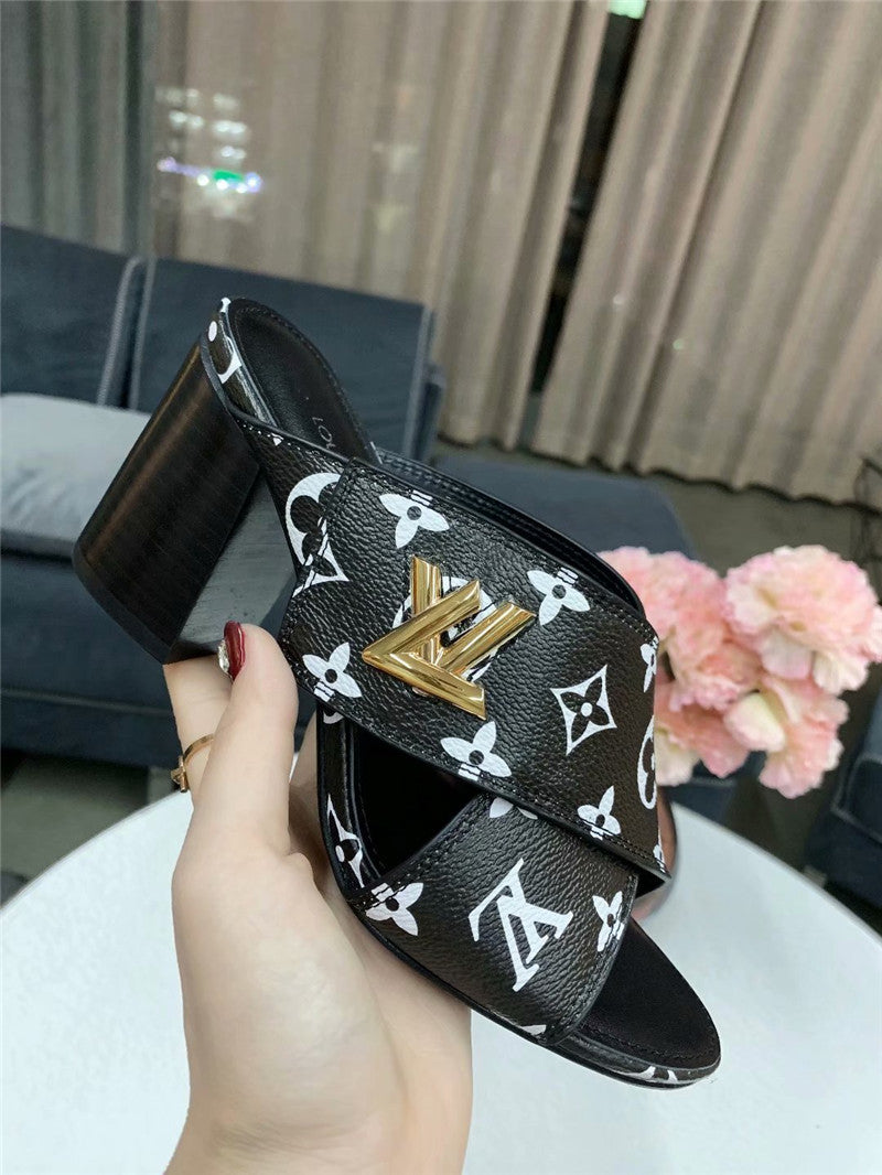 High Quality Luxury Louis Vuitton Heels Slippers Black product detail