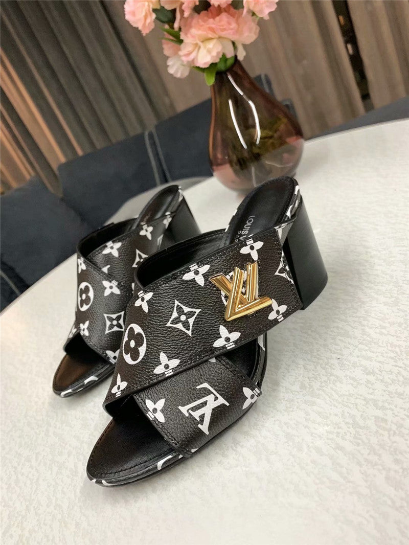 High Quality Luxury Louis Vuitton Heels Slippers Black product detail