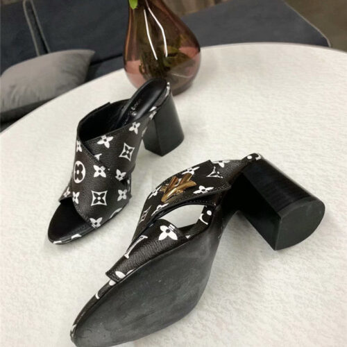 High Quality Luxury Louis Vuitton Heels Slippers Black product detail