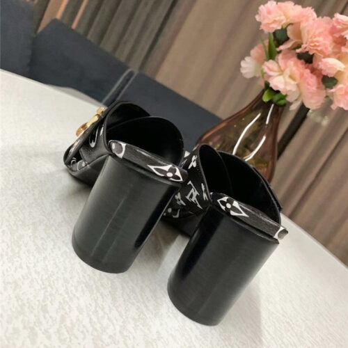 High Quality Luxury Louis Vuitton Heels Slippers Black product detail