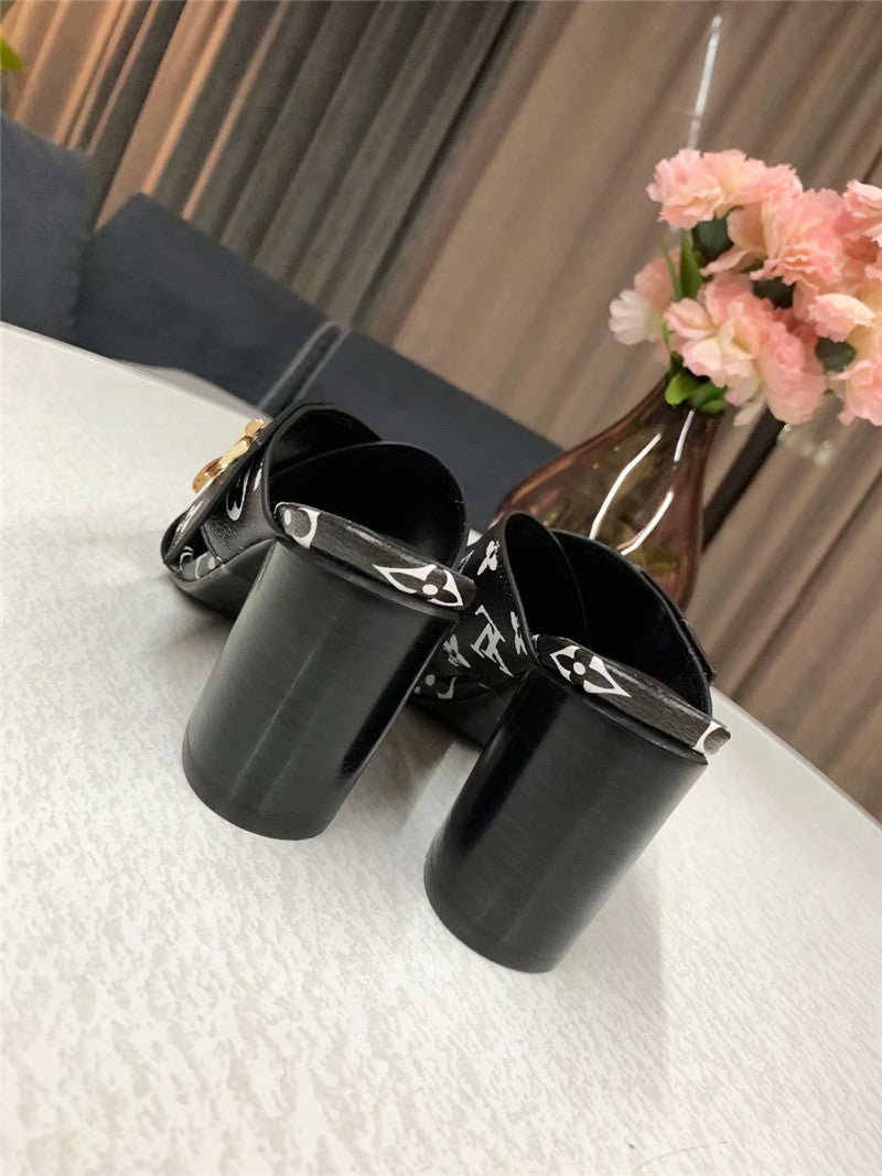 High Quality Luxury Louis Vuitton Heels Slippers Black product detail