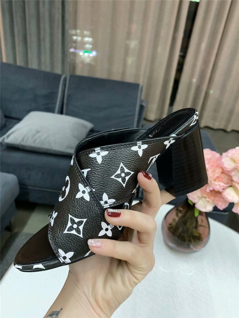 High Quality Luxury Louis Vuitton Heels Slippers Black product detail