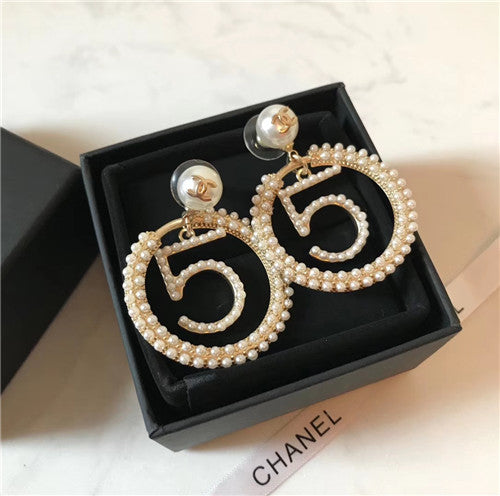High Quality Luxury Chanel 5 Pearl Earrings