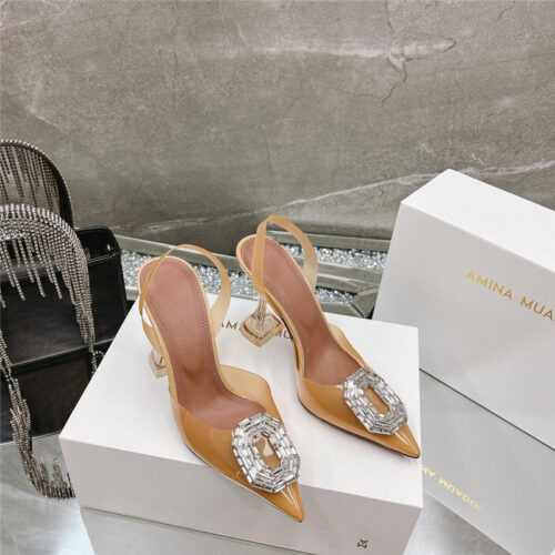 High Quality Luxury Amina Muaddi Rhinestone Buckle Heeled Sandals product detail