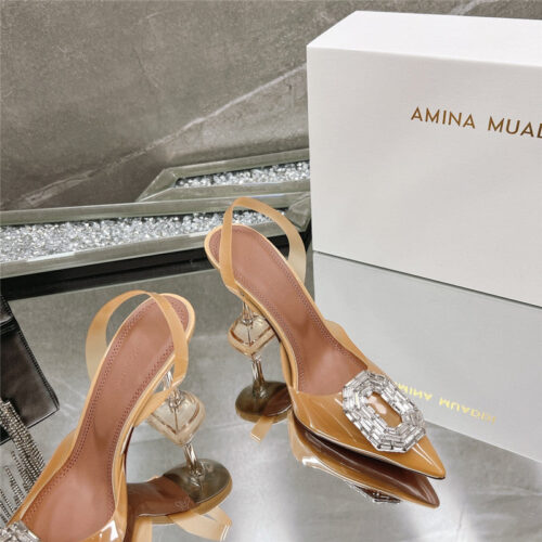 High Quality Luxury Amina Muaddi Rhinestone Buckle Heeled Sandals product detail