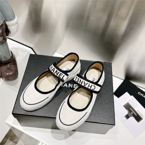 High Quality Luxury Chanel Second-Hand Velcro Platform Canvas Shoes – Style 47558