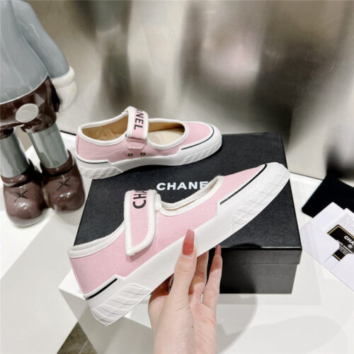 High Quality Luxury Chanel Second-Hand Velcro Platform Canvas Shoes – Style 11398 alternate view