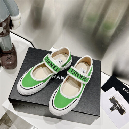 High Quality Luxury Chanel Second-Hand Velcro Platform Canvas Shoes – Style 39078