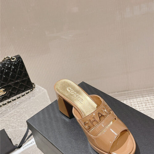 High Quality Luxury Chanel Platform High Heel Slippers – Style 97670 product detail