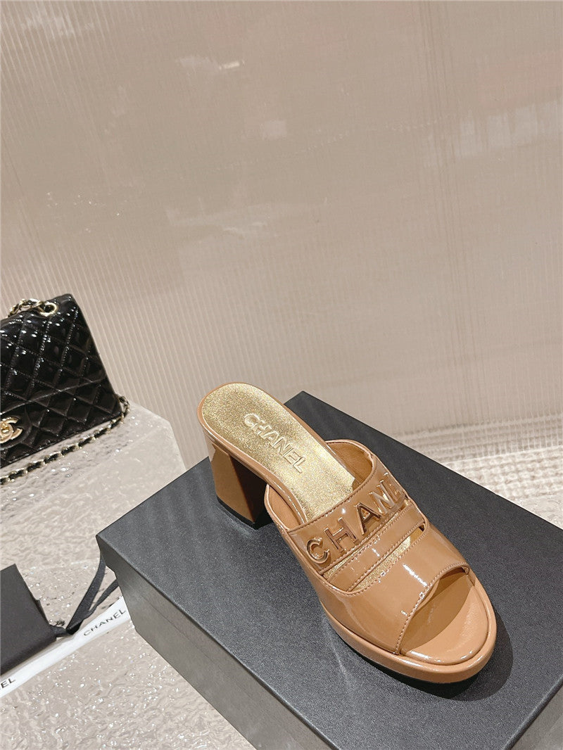 High Quality Luxury Chanel Platform High Heel Slippers – Style 97670 product detail