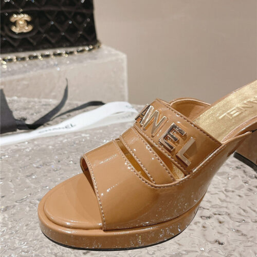 High Quality Luxury Chanel Platform High Heel Slippers – Style 97670 product detail