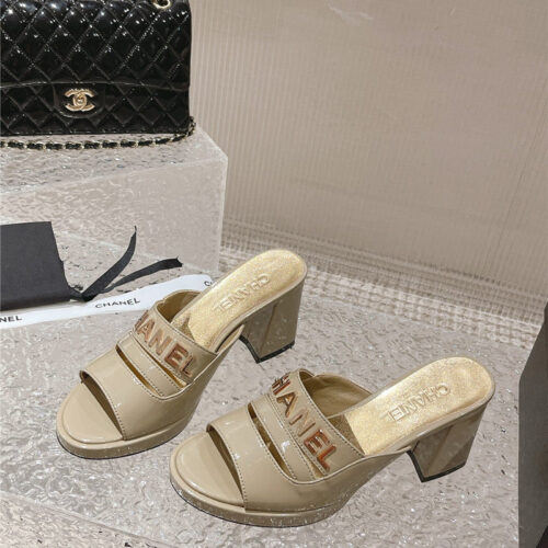 High Quality Luxury Chanel Platform High Heel Slippers – Style 59814