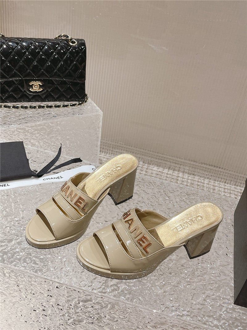 High Quality Luxury Chanel Platform High Heel Slippers – Style 59814