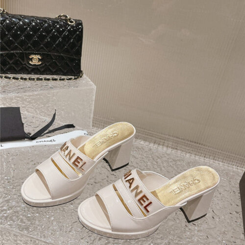 High Quality Luxury Chanel Platform High Heel Slippers – Style 92582