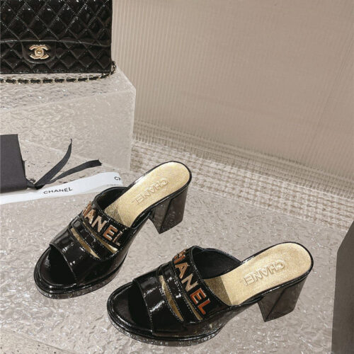 High Quality Luxury Chanel Platform High Heel Slippers – Style 89190