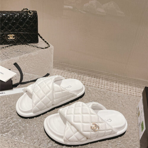 High Quality Luxury Chanel Lingge Velcro Thick Bottom Bread Lazy Slippers – Style 24038