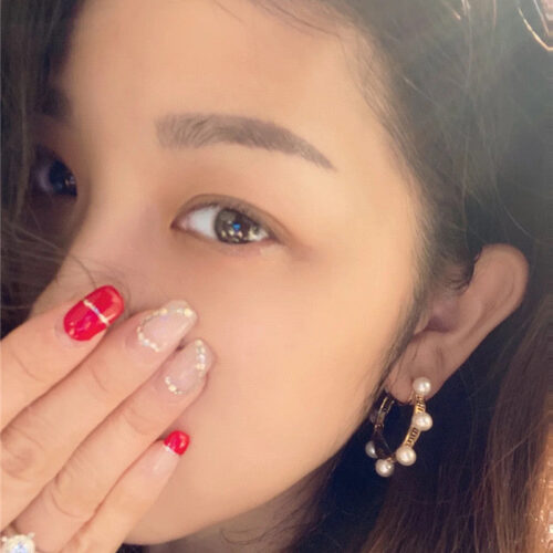 High Quality Luxury Miumiu Pearl Letter Hoop Earrings alternate view