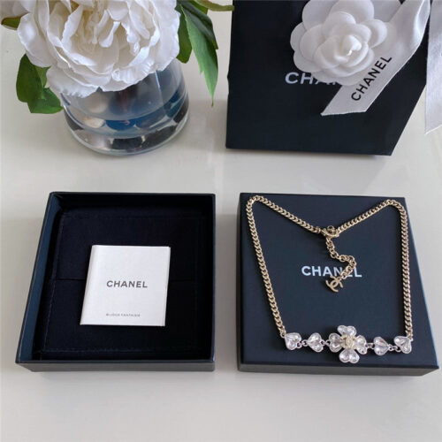 High Quality Luxury Chanel Four Leaf Flower Double C Heart Necklace