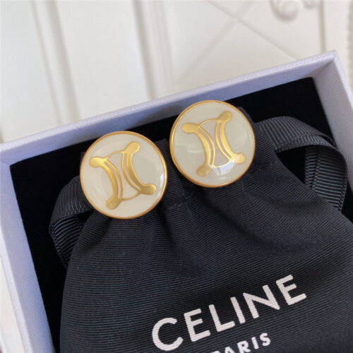 High Quality Luxury Celine Round Enamel Triumphal Arch Earrings product detail