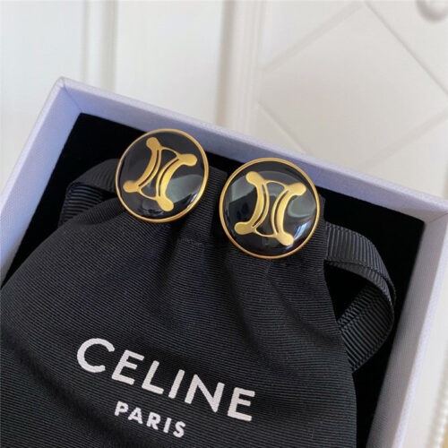 High Quality Luxury Celine Round Enamel Triumphal Arch Earrings product detail