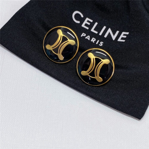 High Quality Luxury Celine Round Enamel Triumphal Arch Earrings product detail