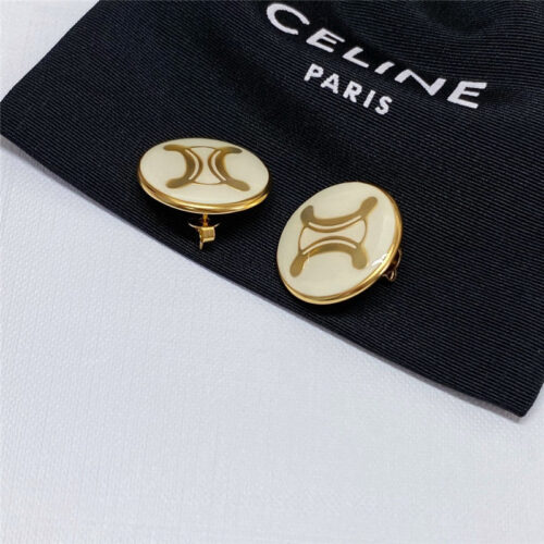 High Quality Luxury Celine Round Enamel Triumphal Arch Earrings product detail