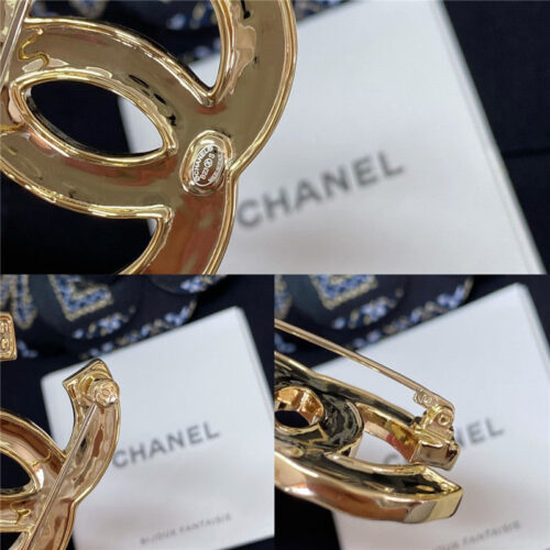 High Quality Luxury Chanel Black Gold Double C Brooch product detail