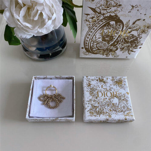 High Quality Luxury Dior Full Diamond Letter Brooch