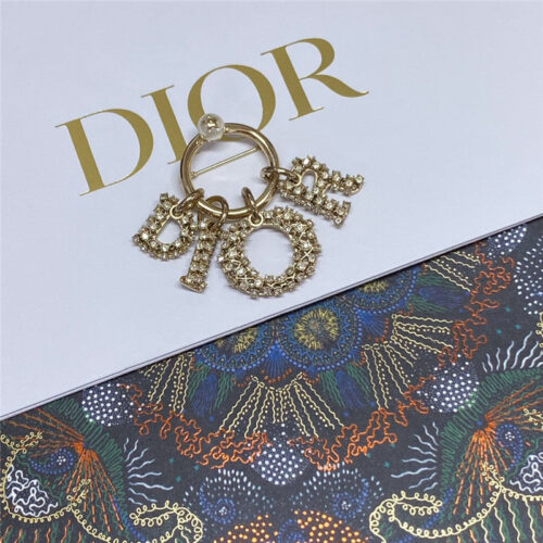 High Quality Luxury Dior Full Diamond Letter Brooch alternate view