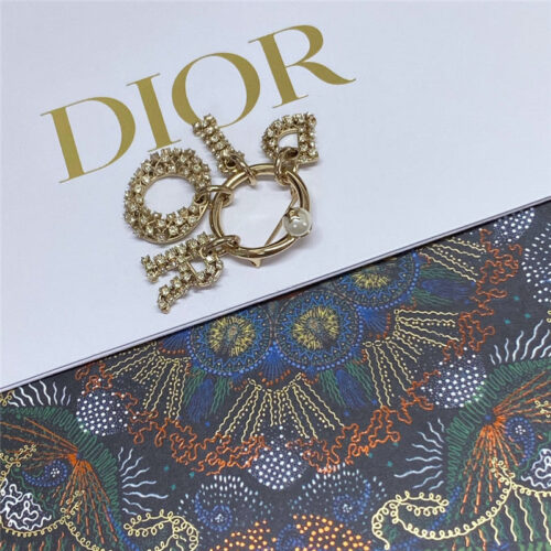 High Quality Luxury Dior Full Diamond Letter Brooch product detail