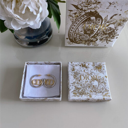 High Quality Luxury Dior Silver Ring Gold Cd Earrings