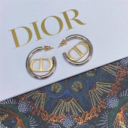 High Quality Luxury Dior Silver Ring Gold Cd Earrings alternate view