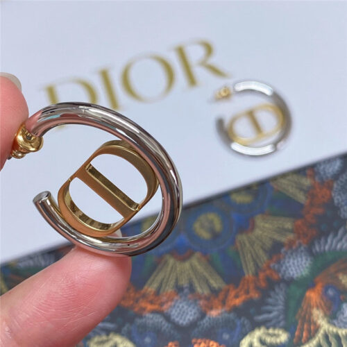 High Quality Luxury Dior Silver Ring Gold Cd Earrings product detail