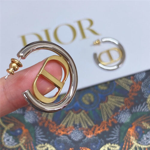 High Quality Luxury Dior Silver Ring Gold Cd Earrings product detail