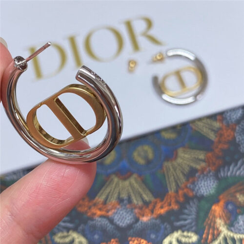High Quality Luxury Dior Silver Ring Gold Cd Earrings product detail