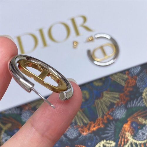High Quality Luxury Dior Silver Ring Gold Cd Earrings product detail