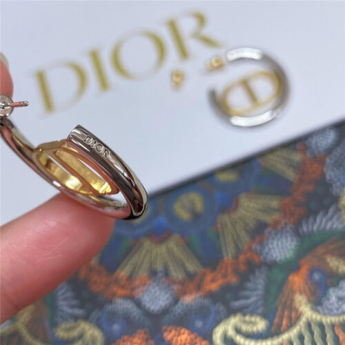 High Quality Luxury Dior Silver Ring Gold Cd Earrings product detail