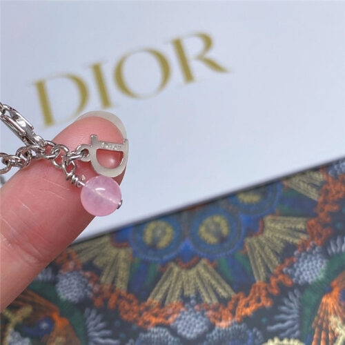 High Quality Luxury Dior Pink Crystal Heart Necklace – Style 50862 product detail