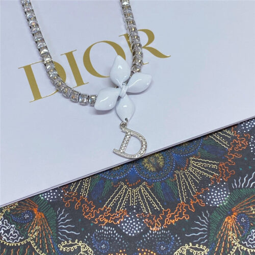 High Quality Luxury Dior Pink Crystal Heart Necklace product detail